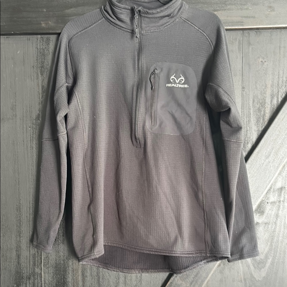 Realtree Black Zip Up Sweater with Stand-Up Collar
